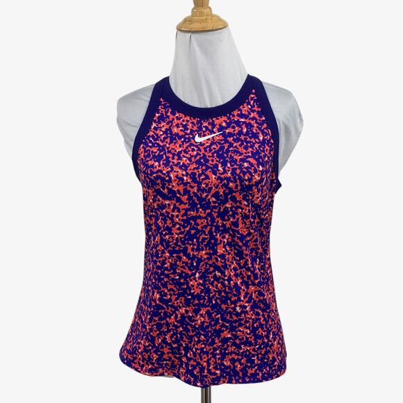 Nike Tank Top Women S Small Court Dri Fit Printed Tennis Sleeveless High Neck - Picture 1 of 11
